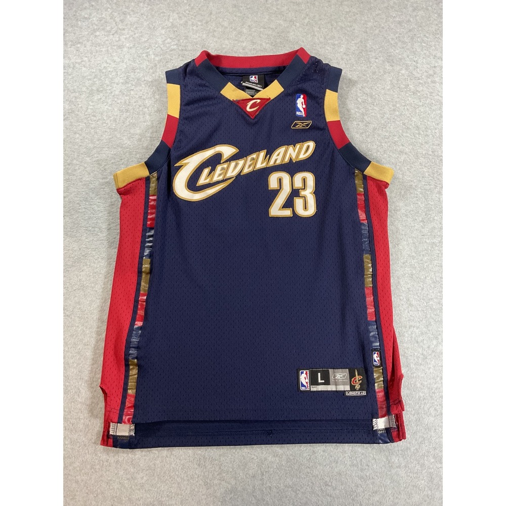 Reebok LeBron James Cleveland Cavaliers Jersey Youth Large Navy Blue NBA 23 2099